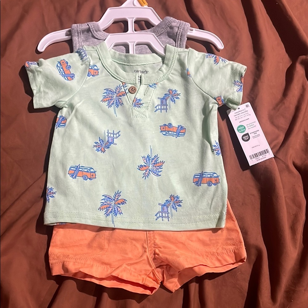 Carter's Mint Green and Orange Baby Set